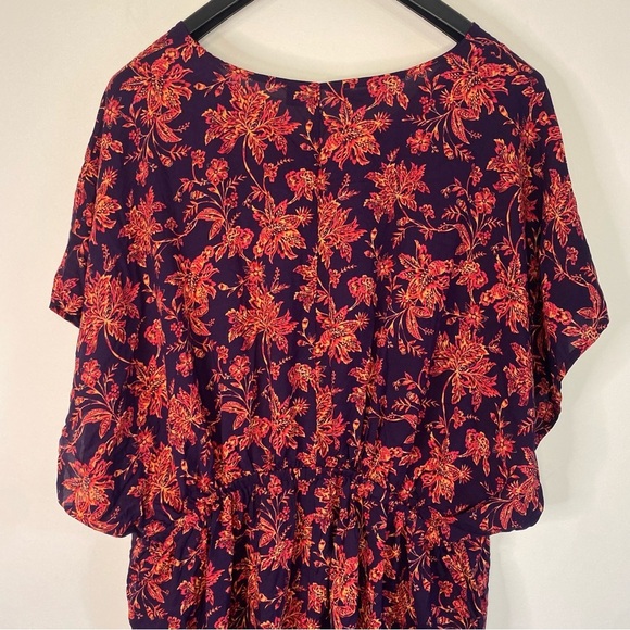 Women's Lands End Modal Purple Red Floral Dress Cover Up Big Sleeves Medium - Picture 9 of 14